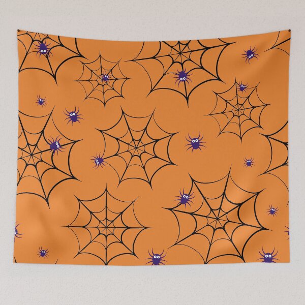 Item preview, Halloween pattern with cartoon spiders and web designed and sold by LaBelezoka.