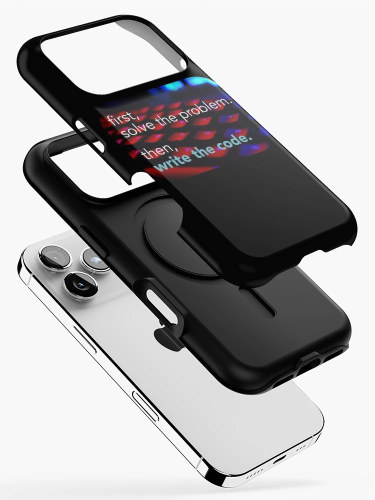 Thumbnail 2 of 4, iPhone Case, First solve the problem then write the code. Coding meme designed and sold by Robloz.