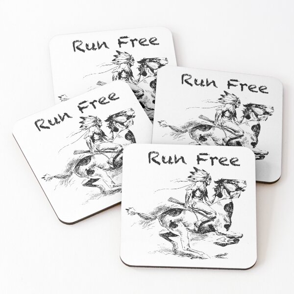 Item preview, Native American Indian Chief on Horseback with Rifle - Run Free designed and sold by StickerArtwork.