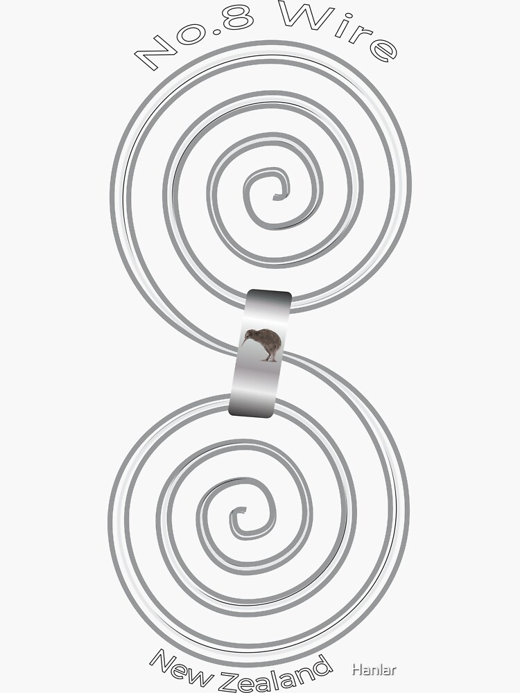 "Number 8 Wire Spiral Kiwi New Zealand Sticker" Sticker for Sale by