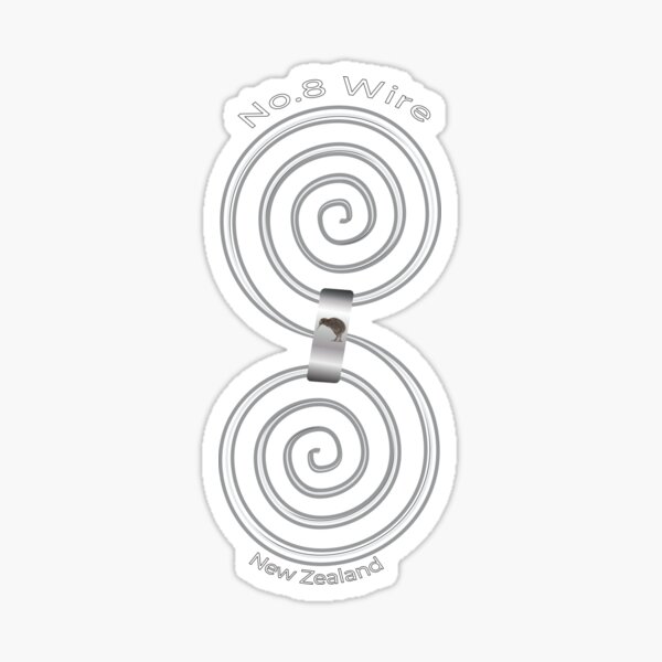 "Number 8 Wire Spiral Kiwi New Zealand Sticker" Sticker for Sale by