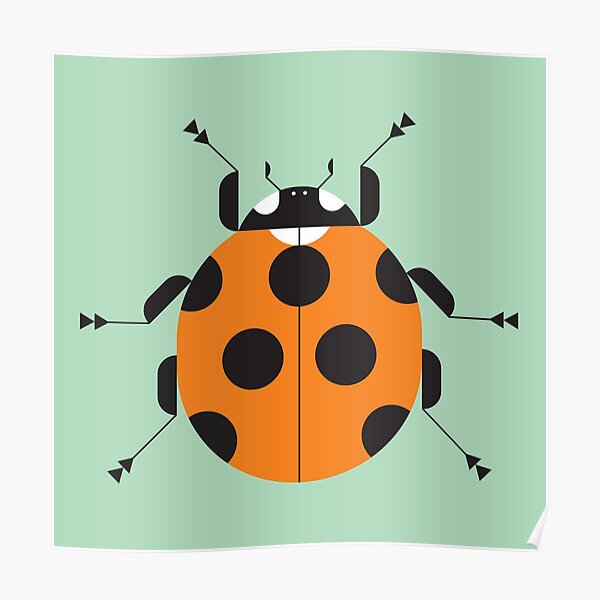 Nature: Ladybug Green Square Poster