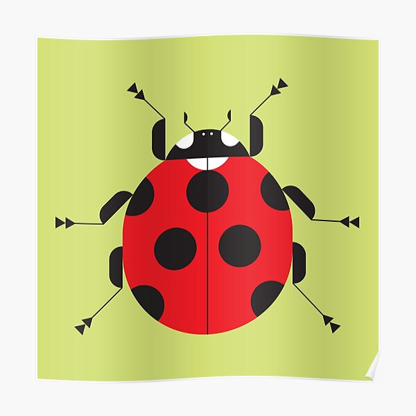 Nature: Ladybug Yellow Square Poster