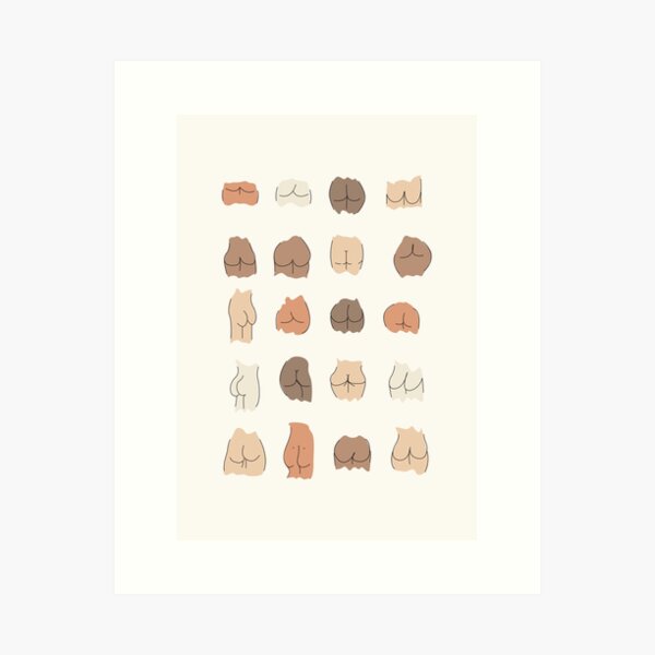 Bums Bums Everywhere - Colour Butts - 3 x 5 Art Print