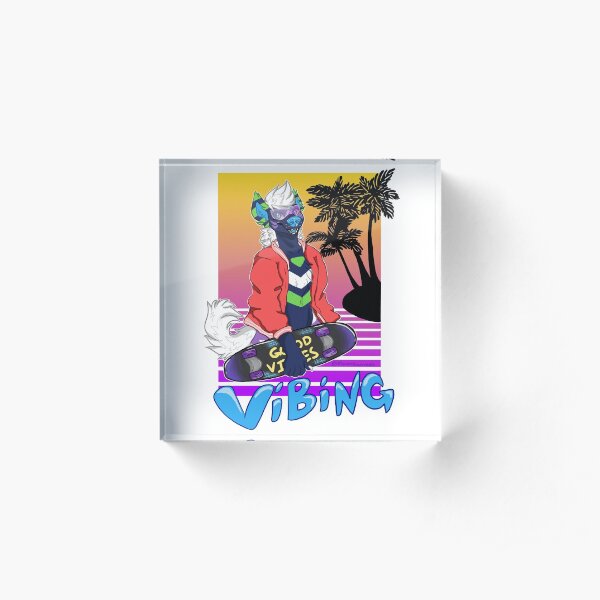 Vaporwave Vibing Acrylic Block
