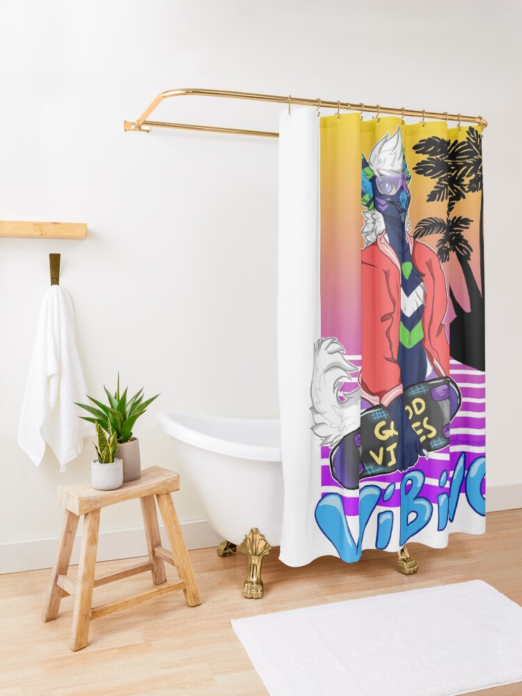 Alternate view of Vaporwave Vibing Shower Curtain