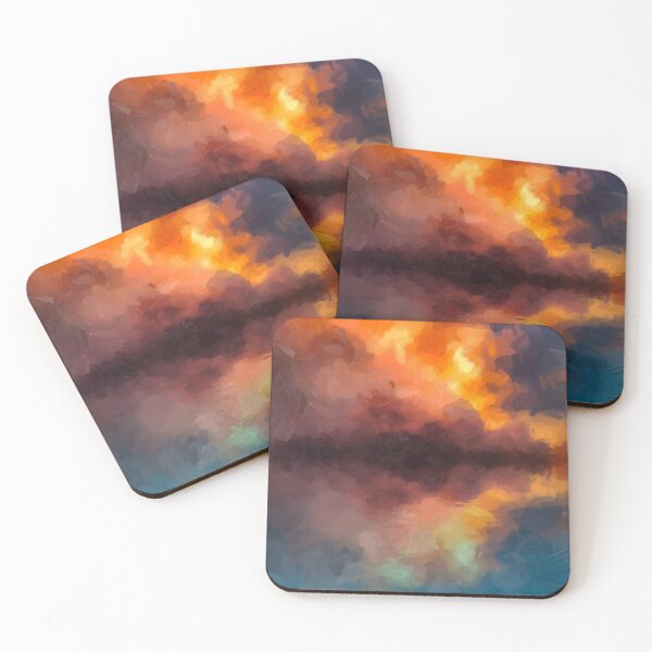 Item preview, Sunset over the water. Colorful Moody Sunset Sky Fine Art Painting designed and sold by CattlettArt.