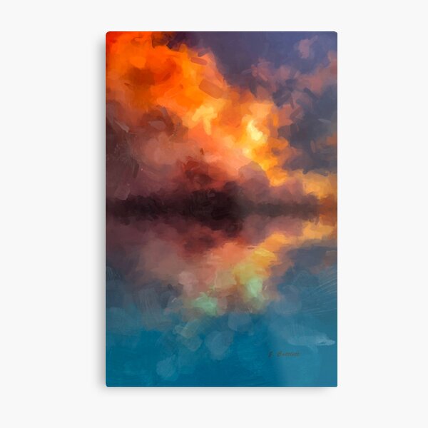 Artikel-Vorschau von Sonnenuntergang über dem Wasser. Bunte Moody Sunset Sky Fine Art Malerei, designt und verkauft von CattlettArt.