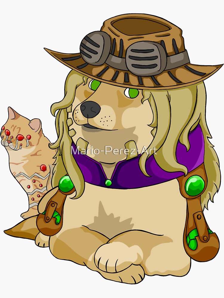 "Doge Gyro Zeppeli" Sticker by MarioPerezArt Redbubble
