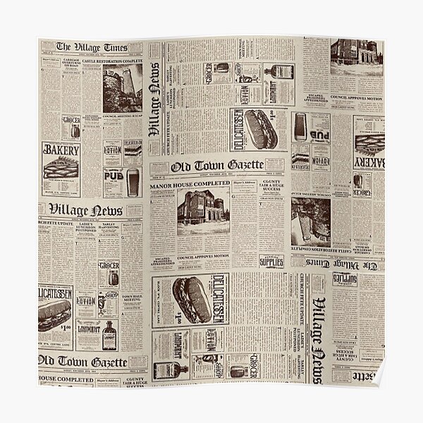Vintage Newspaper Collage Poster By Reverie24 Redbubble