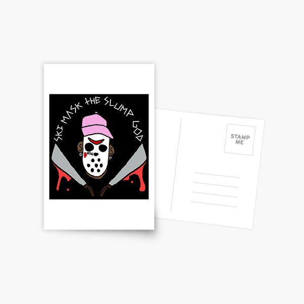 Download Ski Mask The Slump God Face Tattoo Portrait Postcard By Ediit Redbubble PSD Mockup Templates