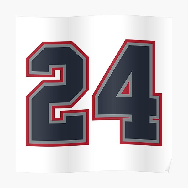 24 Navy Grey Red Sports Number Twenty-Four Poster for Sale by HelloFromAja