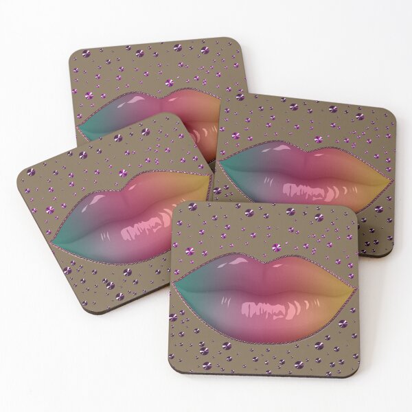 Item preview, Rainbow colorful pastel makeup kissing lips lipstick - Lolita designed and sold by GlamourChick.