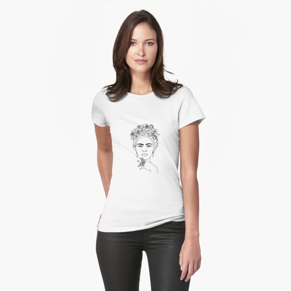 Frida Kahlo Floral for Mexican | Redbubble OneLinePrint Illustration. drawing woman Line on White by Print Sale Art Exotic art\