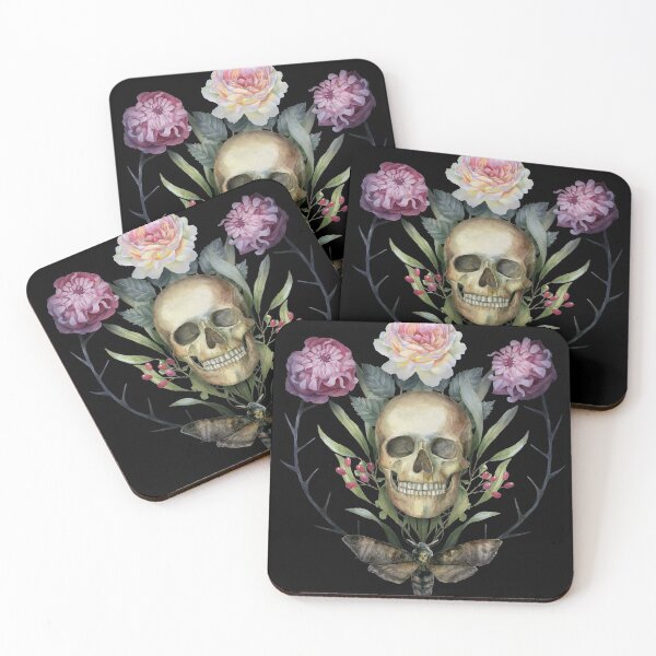Artikelvorschau, Samhein - Wunderschönes Totenkopf- und Blumenmotte-Aquarell entworfen und verkauft von BoyPilot Goods.
