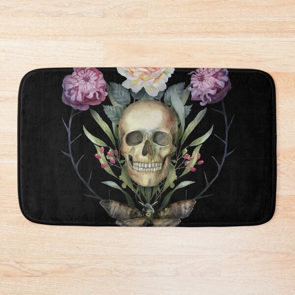 Item preview, Samhein - Beautiful Skull and Flowers Moth Watercolor designed and sold by BoyPilot Goods.