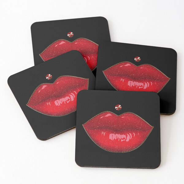Item preview, red lip mask with lipstick and sexy piercing designed and sold by GlamourChick.