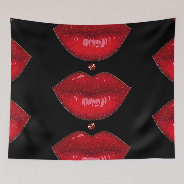 Item preview, red lip mask with lipstick and sexy piercing designed and sold by GlamourChick.