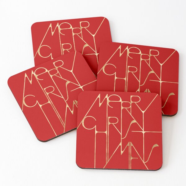 Item preview, Merry Christmas Minimal Lettering Gold on Red, Modern Holiday Gift  designed and sold by © Maya Lavda || wocado.