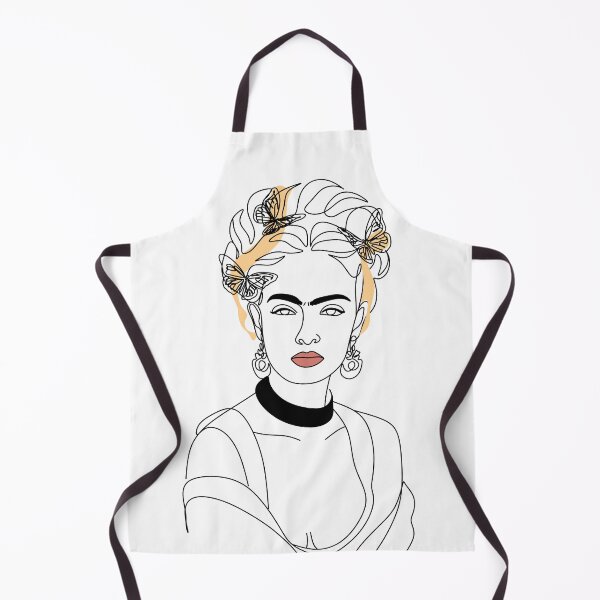 Item preview, Frida Kahlo Floral Exotic Portrait on White Illustration. Line drawing Mexican woman art designed and sold by OneLinePrint.