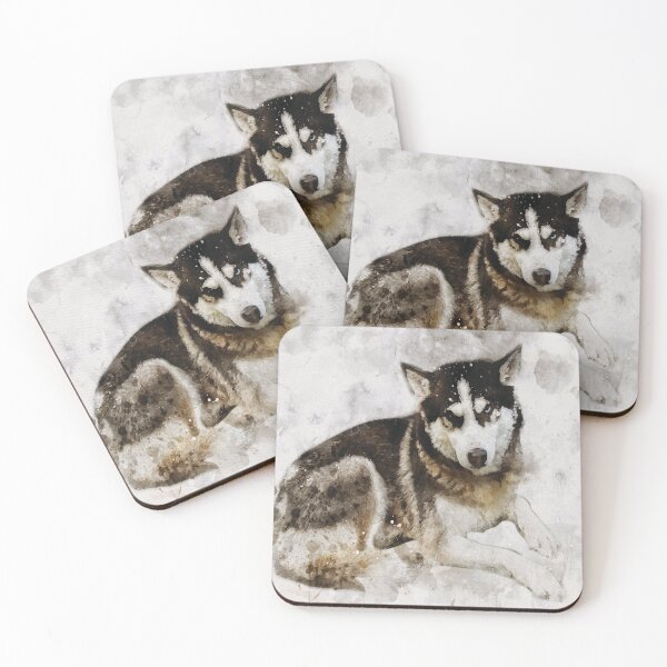 Item preview, Siberian Husky dog watercolour digital portrait designed and sold by Gerald Waters.