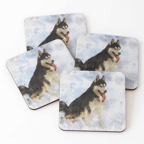Item preview, Siberian Husky dog watercolour digital portrait designed and sold by Gerald Waters.