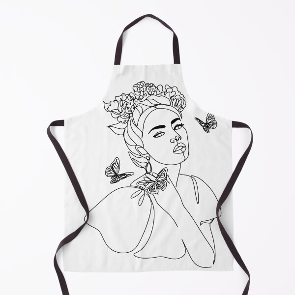 Item preview, Frida Kahlo Floral Exotic Portrait on White Illustration. Line drawing Mexican woman art designed and sold by OneLinePrint.