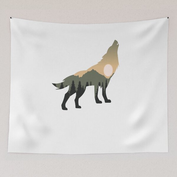 Item preview, wolf forest mountain sunset gift designed and sold by alaechamlal.
