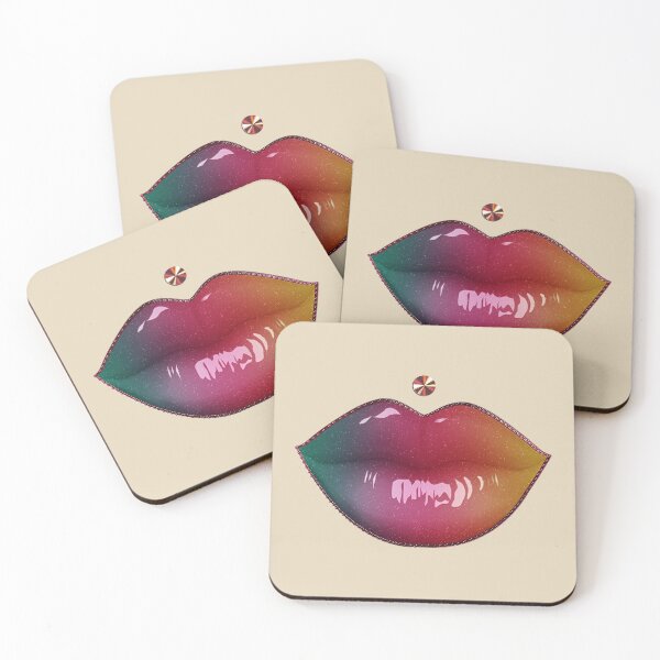 Item preview, Lips piercing with pastel makeup pout - rainbow designed and sold by GlamourChick.