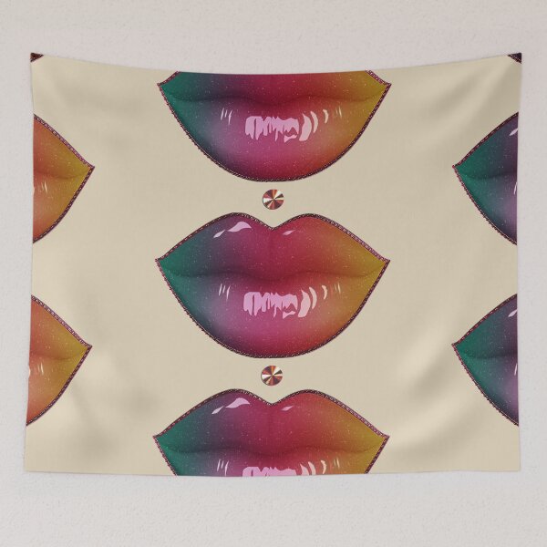 Item preview, Lips piercing with pastel makeup pout - rainbow designed and sold by GlamourChick.