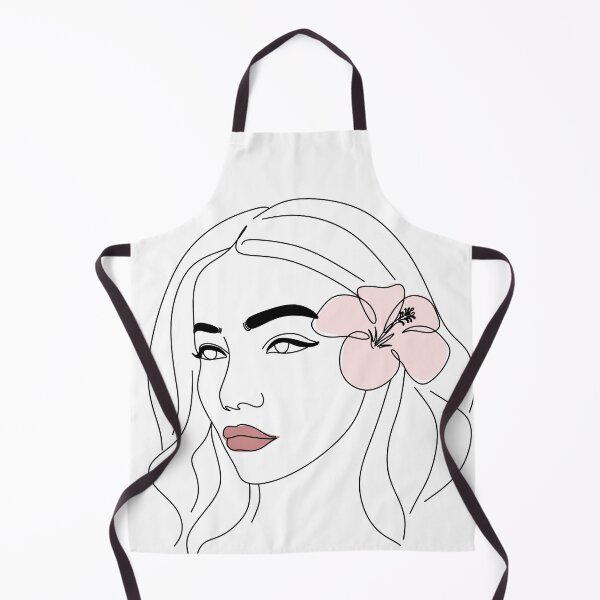 Item preview, Beautiful girl with hibiscus flower in her hair.Abstract face with flowers by line art drawing. Portrait minimalistic style. designed and sold by OneLinePrint.