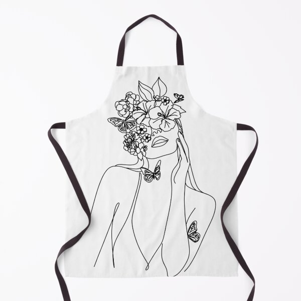 Item preview, Beautiful girl with hibiscus flower in her hair.Abstract face with flowers by line art drawing. Portrait minimalistic style. designed and sold by OneLinePrint.