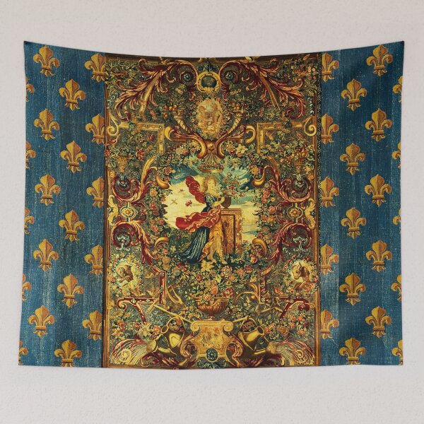 Artikelvorschau, JAHRESZEITEN UND ELEMENTE, FRÜHLING UND FLORA, LOUIS XIV Französische königliche Stickerei Wandteppich entworfen und verkauft von BulganLumini.