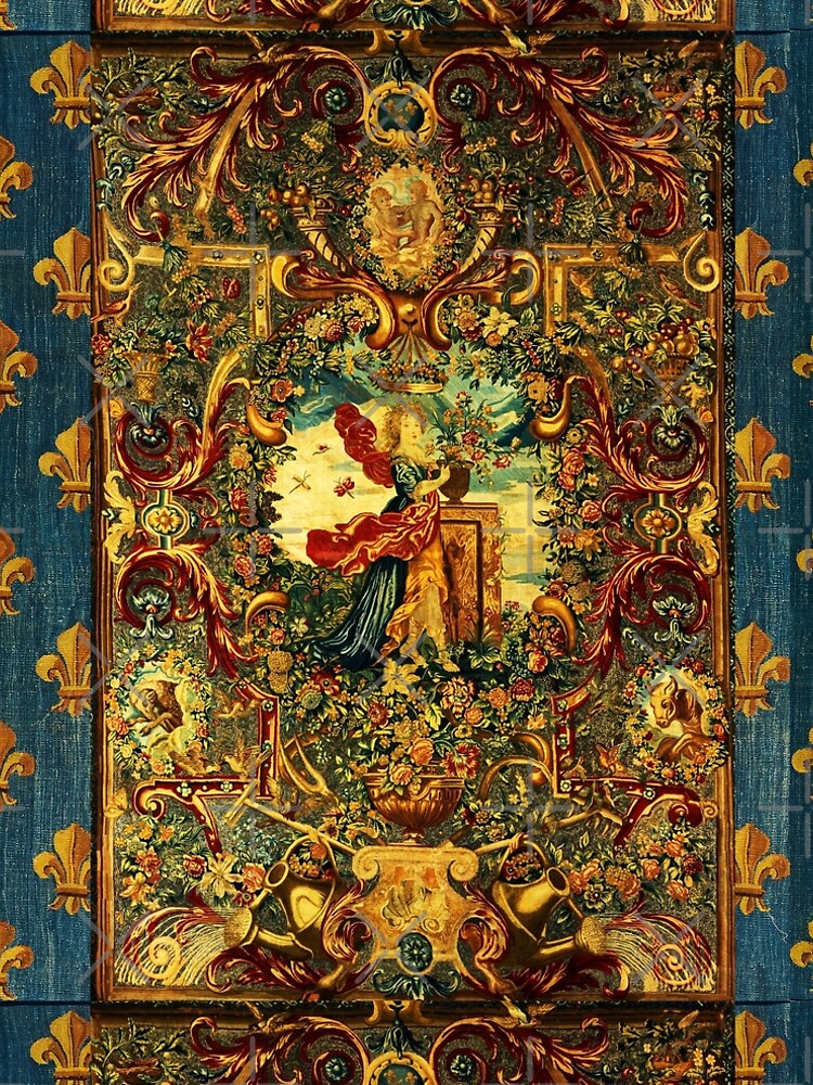 SEASONS AND ELEMENTS,SPRING AND FLORA, LOUIS XIV French Royal Embroidery  Tapestry Detail | A-Line Dress