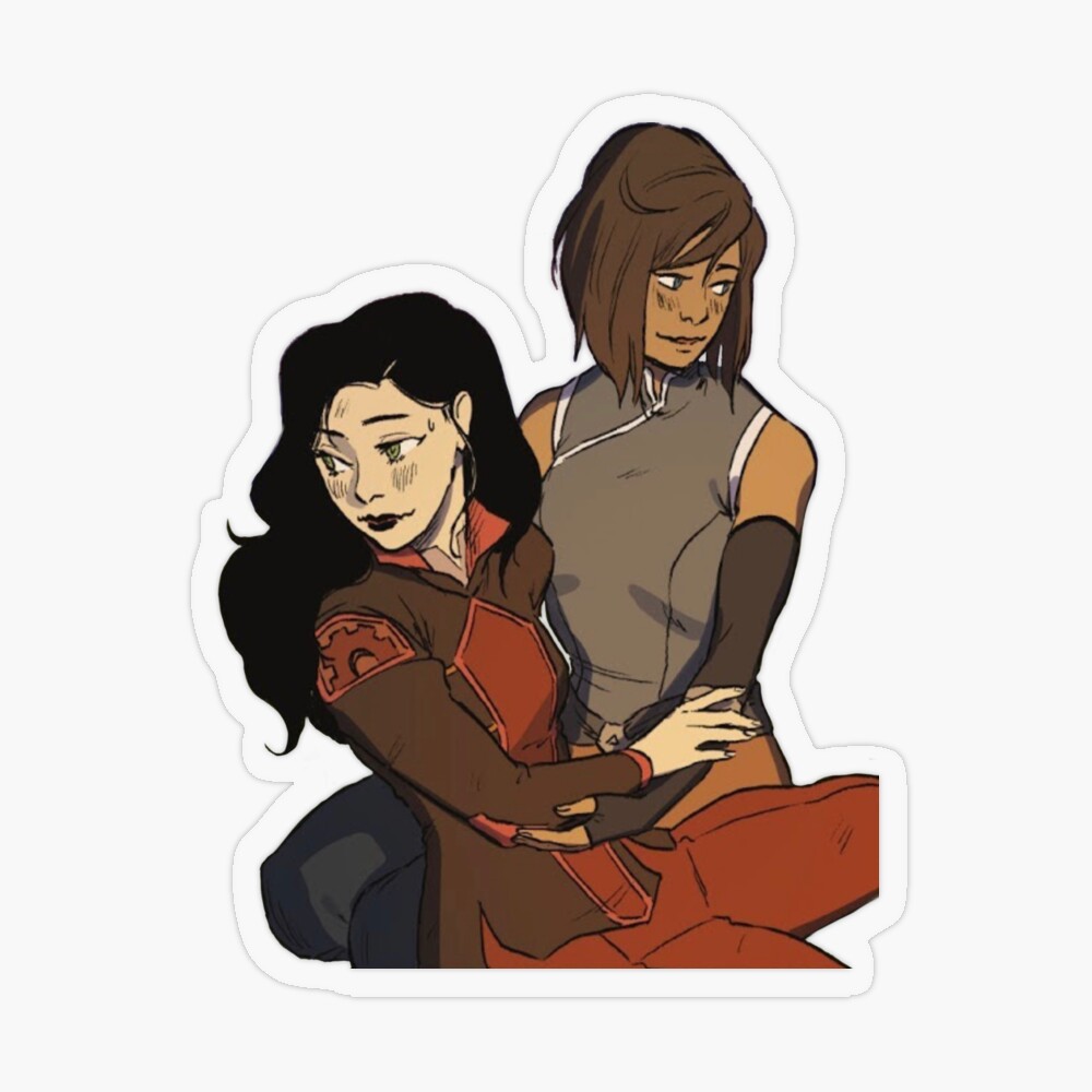 korra and asami holding each other