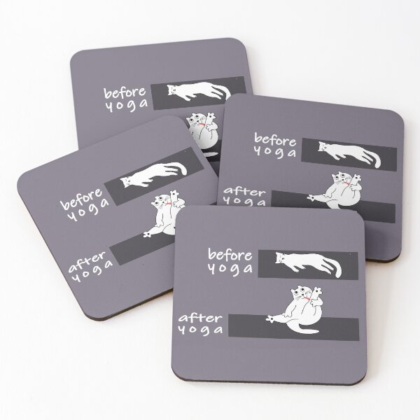 Item preview, Before Yoga, after yoga funny cat stretching gift designed and sold by CareShare Design.
