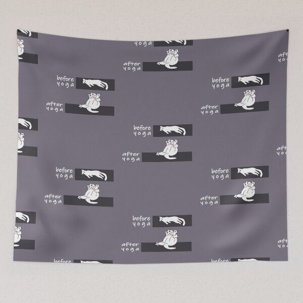 Item preview, Before Yoga, after yoga funny cat stretching gift designed and sold by CareShare Design.