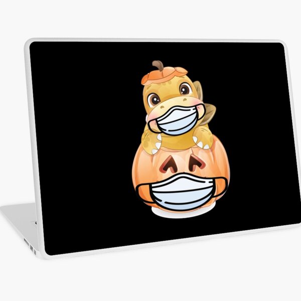 Halloween Baby Dino and Pumpkin Wearing Face Mask Laptop Skin