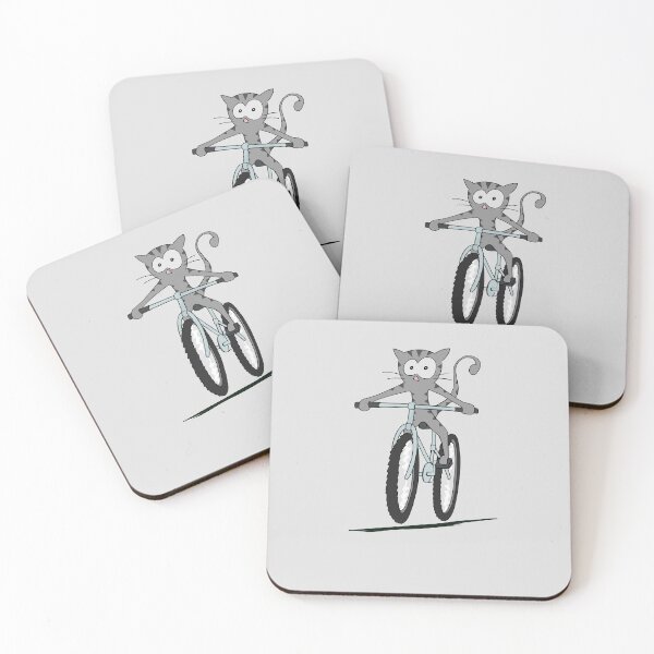 Item preview, Cute Mountain Bike Cycling Cartoon Cat Biking Cat designed and sold by Skizzenmonster.