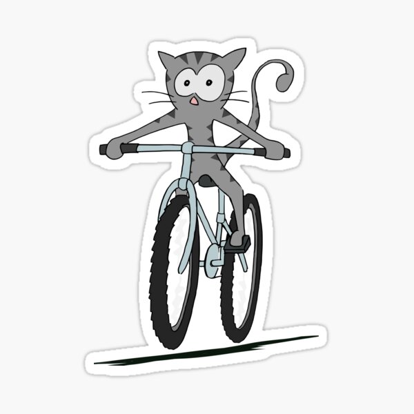 Item preview, Cute Mountain Bike Cycling Cartoon Cat Biking Cat designed and sold by Skizzenmonster.