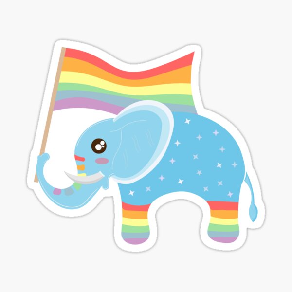 Rainbow Lgbtqia Pride Sparkly Rainbow Elephant Sticker By Twicetrader Redbubble 3120