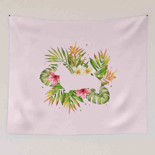 Item preview, Corgi Silhouette - Tropical Leaves designed and sold by MaplewoodMerch.