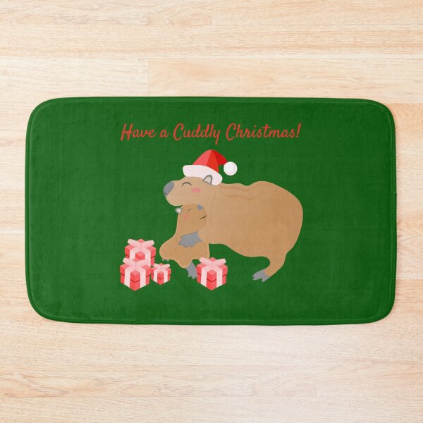 Item preview, Have a Cuddly Christmas from these Cute Cuddlybara Capybaras in Santa Hats designed and sold by twicetrader.
