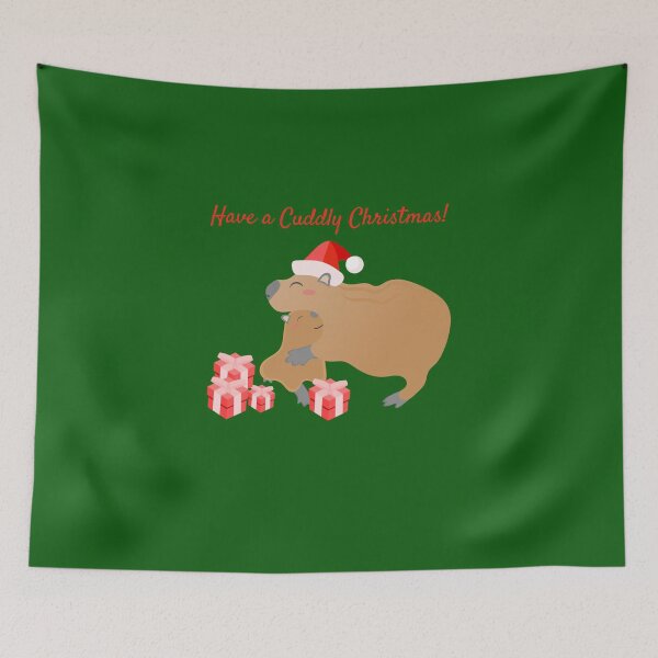Item preview, Have a Cuddly Christmas from these Cute Cuddlybara Capybaras in Santa Hats designed and sold by twicetrader.