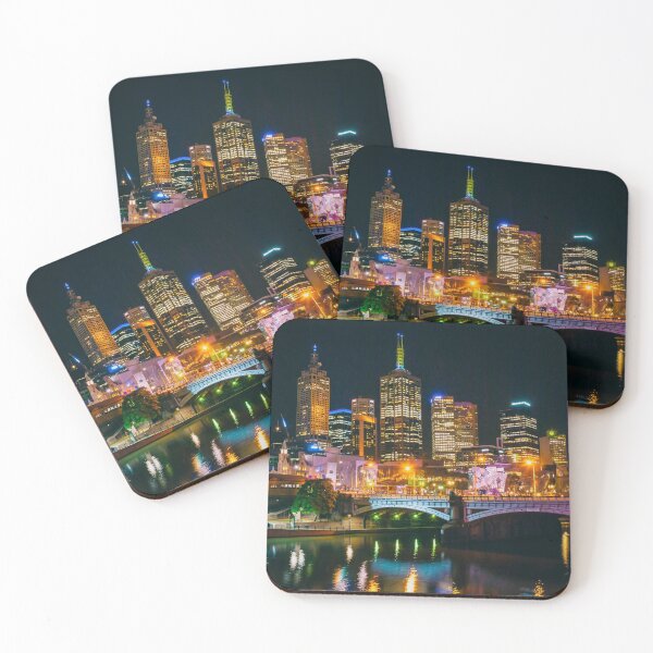 Item preview, Colourful Melbourne City at Night designed and sold by ea-photos.