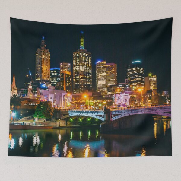 Item preview, Colourful Melbourne City at Night designed and sold by ea-photos.