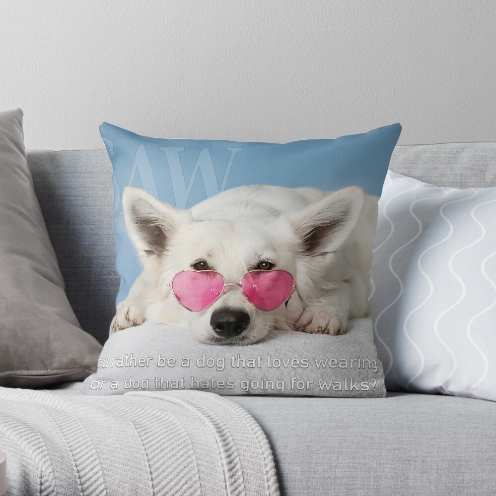 Loves Glasses or Hates Walks Throw Pillow