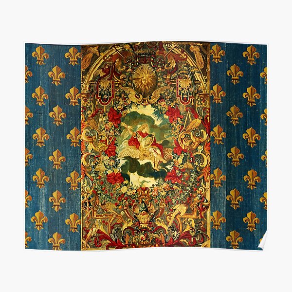 SEASONS AND ELEMENTS, AIR AND JUPITER, LOUIS XIV French Royal Embroidery  Tapestry Detail Spiral Notebook for Sale by BulganLumini