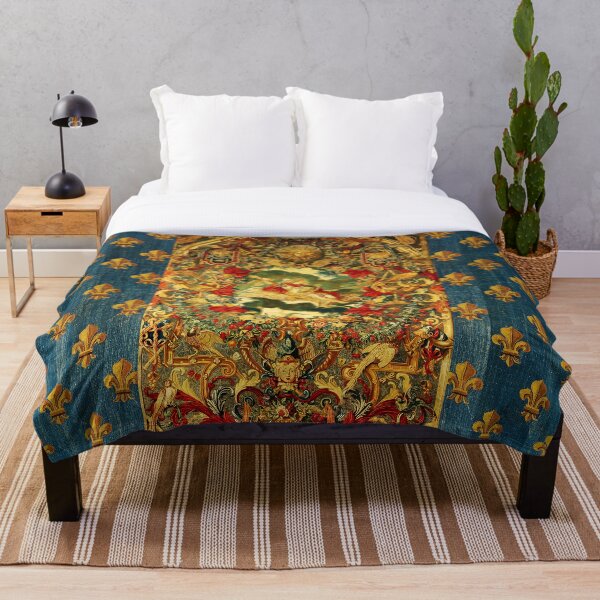 SEASONS AND ELEMENTS, AIR AND JUPITER, LOUIS XIV French Royal Embroidery Tapestry Throw Blanket