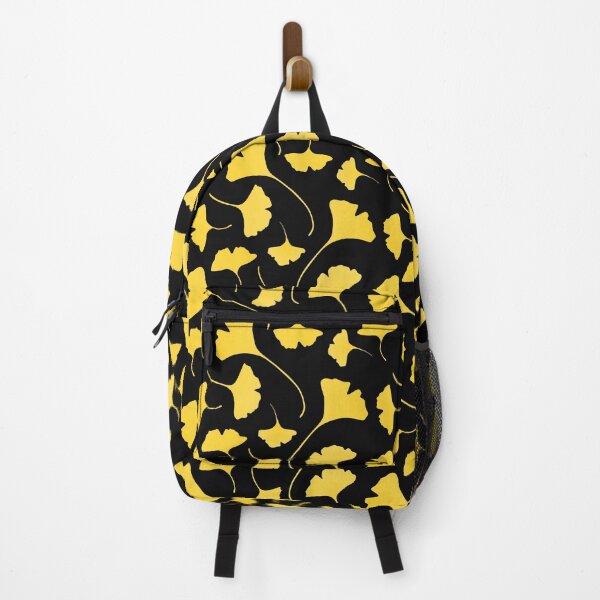 Item preview, Yellow Ginkgo Leaves Decorative Pattern on black designed and sold by nutmegfairy.